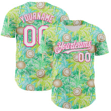 Load image into Gallery viewer, Custom White Pink 3D Hawaii Tropical Coconut Tree Authentic Baseball Jersey