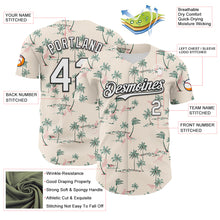 Load image into Gallery viewer, Custom Cream White-Black 3D Hawaii Tropical Palm Tree Leopard Authentic Baseball Jersey