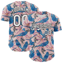 Load image into Gallery viewer, Custom Light Pink White-Black 3D Hawaii Tropical Forest Bird Authentic Baseball Jersey
