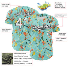 Load image into Gallery viewer, Custom Ice Blue White-Black 3D Hawaii Tropical Leaves Authentic Baseball Jersey