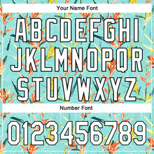 Load image into Gallery viewer, Custom Ice Blue White-Black 3D Hawaii Tropical Leaves Authentic Baseball Jersey