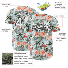 Load image into Gallery viewer, Custom Shadow Blue White-Black 3D Hawaii Tropical Palm Tree Flamingo Authentic Baseball Jersey