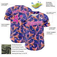 Load image into Gallery viewer, Custom Purple Deep Pink-White 3D Hawaii Tropical Flower Authentic Baseball Jersey