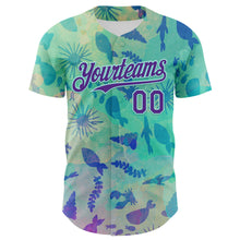 Load image into Gallery viewer, Custom Ice Blue Purple 3D Hawaii Tropical Marine Creature Authentic Baseball Jersey