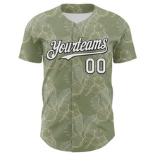 Load image into Gallery viewer, Custom Olive White-Black 3D Hawaii Tropical Coconut Tree Authentic Baseball Jersey
