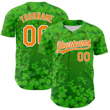 Load image into Gallery viewer, Custom Green Bay Orange-White 3D St. Patrick's Day Shamrock Authentic Baseball Jersey
