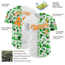 Load image into Gallery viewer, Custom White Bay Orange-Green 3D St. Patrick's Day Shamrock Authentic Baseball Jersey