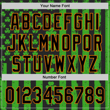 Load image into Gallery viewer, Custom Green Black-Bay Orange 3D St. Patrick's Day Shamrock Authentic Baseball Jersey