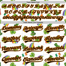 Load image into Gallery viewer, Custom White Black Bay Orange-Green 3D St. Patrick's Day Shamrock Authentic Baseball Jersey
