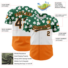 Load image into Gallery viewer, Custom Kelly Green Black-Bay Orange 3D St. Patrick's Day Shamrock Authentic Baseball Jersey