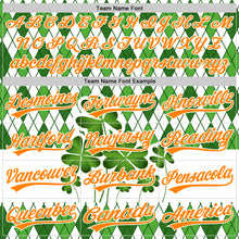 Load image into Gallery viewer, Custom White Bay Orange-Green 3D St. Patrick's Day Shamrock Authentic Baseball Jersey
