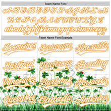 Load image into Gallery viewer, Custom White Bay Orange-Green 3D St. Patrick's Day Shamrock Authentic Baseball Jersey