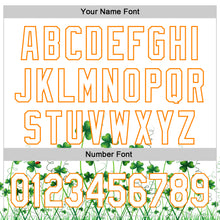 Load image into Gallery viewer, Custom White Bay Orange-Green 3D St. Patrick's Day Shamrock Authentic Baseball Jersey