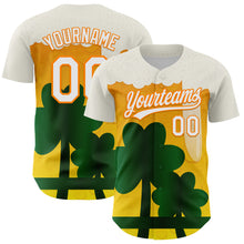 Load image into Gallery viewer, Custom White Bay Orange-Green 3D St. Patrick's Day Shamrock Beer Authentic Baseball Jersey