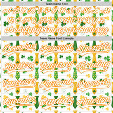 Load image into Gallery viewer, Custom White Bay Orange-Green 3D St. Patrick's Day Shamrock Authentic Baseball Jersey