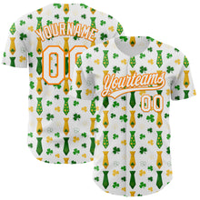Load image into Gallery viewer, Custom White Bay Orange-Green 3D St. Patrick's Day Shamrock Authentic Baseball Jersey