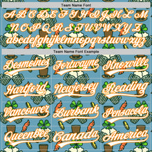 Load image into Gallery viewer, Custom Shadow Blue White-Bay Orange 3D St. Patrick's Day Shamrock Beer Authentic Baseball Jersey