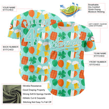 Load image into Gallery viewer, Custom Ice Blue White-Green 3D St. Patrick's Day Shamrock Beer Authentic Baseball Jersey