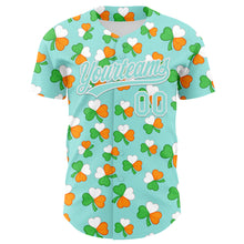 Load image into Gallery viewer, Custom Ice Blue Green-Bay Orange 3D St. Patrick's Day Shamrock Authentic Baseball Jersey