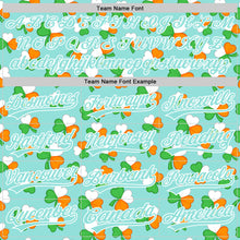 Load image into Gallery viewer, Custom Ice Blue Green-Bay Orange 3D St. Patrick's Day Shamrock Authentic Baseball Jersey