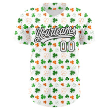 Load image into Gallery viewer, Custom White Black Green-Bay Orange 3D St. Patrick's Day Shamrock Authentic Baseball Jersey