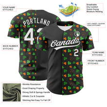 Load image into Gallery viewer, Custom Black Green-Bay Orange 3D St. Patrick's Day Shamrock Authentic Baseball Jersey
