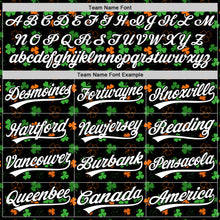 Load image into Gallery viewer, Custom Black Green-Bay Orange 3D St. Patrick's Day Shamrock Authentic Baseball Jersey
