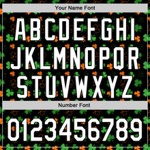 Load image into Gallery viewer, Custom Black Green-Bay Orange 3D St. Patrick's Day Shamrock Authentic Baseball Jersey