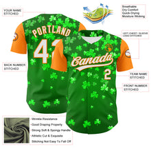 Load image into Gallery viewer, Custom Green White-Bay Orange 3D St. Patrick's Day Shamrock Authentic Baseball Jersey