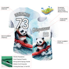 Load image into Gallery viewer, Custom White Black 3D Pattern Design Extreme Sport Cartoon Animal Panda Surfing Performance T-Shirt
