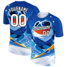 Load image into Gallery viewer, Custom Royal White-Black 3D Pattern Design Extreme Sport Cartoon Animal Frog Skiing Performance T-Shirt