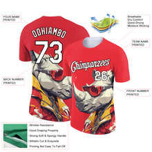 Load image into Gallery viewer, Custom Fire Red White-Black 3D Pattern Design Extreme Sport Cartoon Animal Rhinoceros Ski Instructor Performance T-Shirt