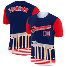 Load image into Gallery viewer, Custom Navy Fire Red-White 3D Pattern Design American Flag Tool Wrench Labor Day Performance T-Shirt