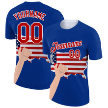 Load image into Gallery viewer, Custom Royal Red-White 3D Pattern Design American Flag Tool Hammer Labor Day Performance T-Shirt
