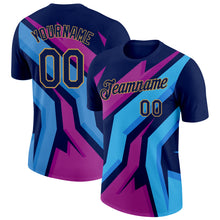 Load image into Gallery viewer, Custom Navy Old Gold 3D Esports Performance T-Shirt