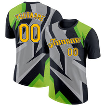 Load image into Gallery viewer, Custom Black Gold Navy-White 3D Esports Performance T-Shirt