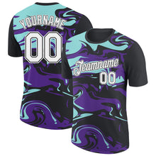 Load image into Gallery viewer, Custom Black Ice Blue-Purple 3D Esports Performance T-Shirt