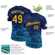 Load image into Gallery viewer, Custom Navy Gold Teal-Black 3D Esports Performance T-Shirt