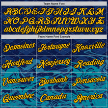 Load image into Gallery viewer, Custom Navy Gold Teal-Black 3D Esports Performance T-Shirt