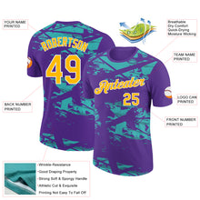 Load image into Gallery viewer, Custom Purple Gold-Aqua 3D Esports Performance T-Shirt