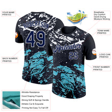 Load image into Gallery viewer, Custom Black Navy-Teal 3D Esports Performance T-Shirt