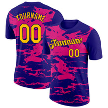 Load image into Gallery viewer, Custom Dark Purple Gold Hot Pink-Navy 3D Esports Performance T-Shirt