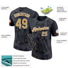Load image into Gallery viewer, Custom Black Old Gold-Steel Gray 3D Esports Leopard Performance T-Shirt