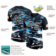 Load image into Gallery viewer, Custom Black Steel Gray-Sky Blue 3D Esports Performance T-Shirt