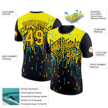 Load image into Gallery viewer, Custom Black Gold Light Yellow-Sky Blue 3D Esports Performance T-Shirt