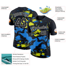 Load image into Gallery viewer, Custom Black Powder Blue-Neon Yellow 3D Esports Performance T-Shirt