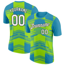 Load image into Gallery viewer, Custom Panther Blue Neon Green-Black 3D Esports Performance T-Shirt