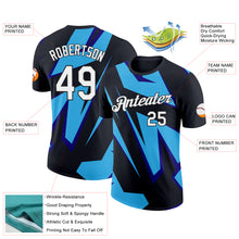 Load image into Gallery viewer, Custom Black Sky Blue-Dark Purple 3D Esports Performance T-Shirt