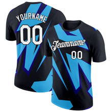Load image into Gallery viewer, Custom Black Sky Blue-Dark Purple 3D Esports Performance T-Shirt