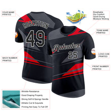 Load image into Gallery viewer, Custom Black Steel Gray-Fire Red 3D Esports Performance T-Shirt